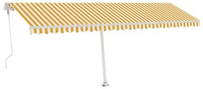sárga-fehér szélérzékelős és LED-es napellenző 600 x 350 cm