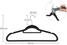 Csúszásmentes Bársony Vállfa, Ruhaakasztó 20 darab fekete