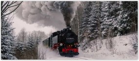 Fotótapéták 211x91 Mozdony téli tájkép