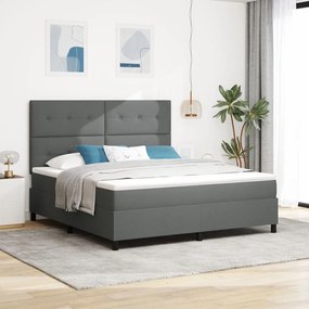 Boxspring ágy matraccal sötét szürke szuper király szövet