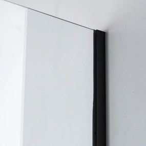Stuxi Milano Easy Black Kombi Plus 2 Walk-in zuhanyfal, 90x110 cm, 8 mm vastag vízlepergető biztonsági üveggel, helytakarékos stabilizátorral, 2 polccal