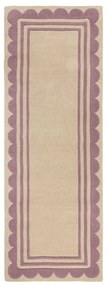 Lila-natúr színű kézi szövésű gyapjú futószőnyeg 80x230 cm Lois Scallop – Flair Rugs