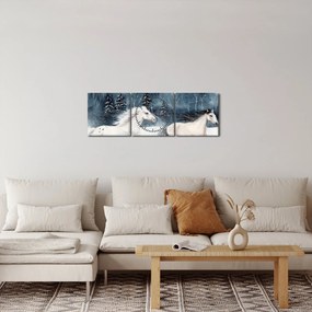 Festett lovak képe (órával) (90x30 cm)