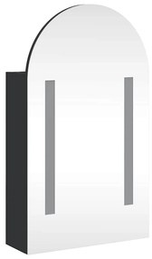fekete ívelt tükrös fürdőszobaszekrény LED-del 42 x 13 x 70 cm