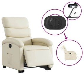elektromos krémszínű műbőr felállást segítő dönthető fotel