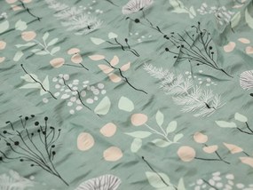 Krepp ágynemű WILD FLOWERS mentás Ágyneműhuzat mérete: 70 x 90 cm | 140 x 200 cm