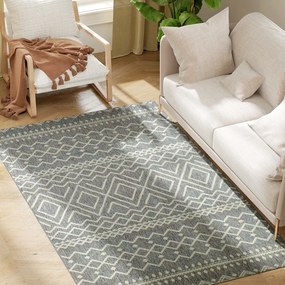 HOMCOM Lépcsős Szőnyeg Mosható Csúszásmentes Konyhai Szőnyeg Boho Dizájnnal Erkélyre, Nappaliba & Konyhába, 170 x 120 cm, Szürke | Aosom