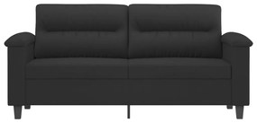 kétszemélyes fekete mikroszálas szövetkanapé 140 cm
