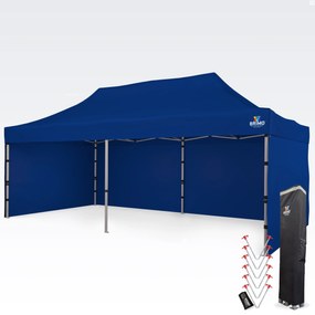 Alumínium mobil sátor pavilon 4x8 m motorsporthoz és depóhoz - plusz 3 oldalfal - Kék