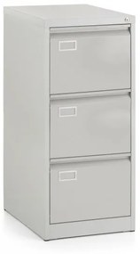 Fém irattartó szekrény A4 - 3 fiókos, 45,5 x 62 x 101,5 cm, hengerzárral, Világosszürke - RAL 7035