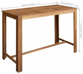 tömör akácfa bárasztal 150 x 70 x 105 cm