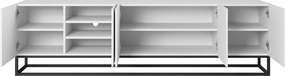 Asha TV-szekrény 200 cm fémlábakon - matt fehér