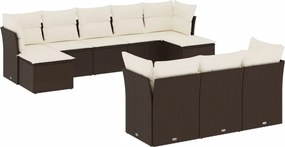 vidaXL 10 részes barna polyrattan kerti ülőgarnitúra párnákkal