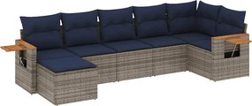 vidaXL 7 részes szürke polyrattan kerti ülőgarnitúra párnákkal
