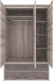 Szekrény tükörrel 3D4S, nairobi gesztenye/onix, JESI NEW
