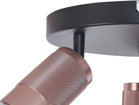 Kerek mennyezeti spotlámpa sötét bronz kerek 3-lámpás állítható - Veerle