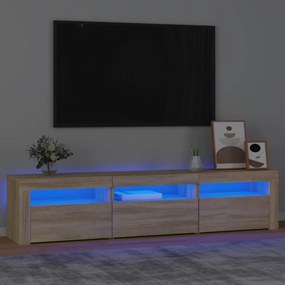 sonoma tölgy színű TV-szekrény LED-lámpákkal 180x35x40 cm