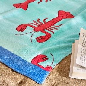 Kék pamut strandtörölköző 76x160 cm Lobster – Catherine Lansfield