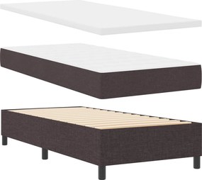 vidaXL Boxrugós ágy matracmal leddel sötétbarna 90 x 190 cm szövet