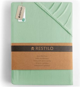 Világoszöld gumis jersey lepedő 120x200 cm Amber – Restilo
