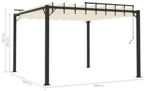 krémszínű szövet és alumínium pavilon lamellás tetővel 3 x 3 m