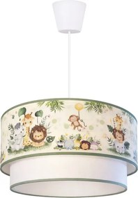 Brilagi-LED Gyerek csillár kábelen BOBO 1xE27/60W/230V Ø40 cm krém/zöld/dzsungel