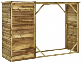 fenyőfa kerti tűzifatároló fészer 253 x 80 x 170 cm