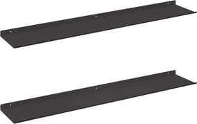 vidaXL Lebegő polc 2 pcs Fekete 100 x 18 x 2,5 cm Acél