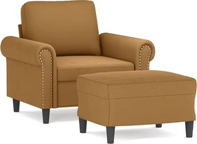 vidaXL barna bársony kanapéfotel lábtartóval 60 cm