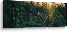 A ragyogó nap képe a fák gallyain keresztül (órával) (90x30 cm)