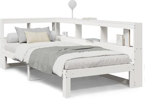 vidaXL fehér tömör fenyőfa könyvespolcos ágy matrac nélkül 75 x 190 cm