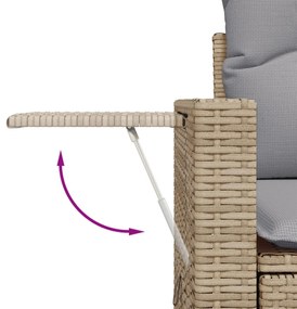 10 darabos kertkanapé szett párnákkal Bézs Poli Rattan Akác, 3 darabos kert étkezőszett párnákkal Bézs Poli Rattan Akác