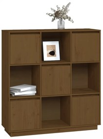 mézbarna tömör fenyőfa magasszekrény 110,5x35x117 cm