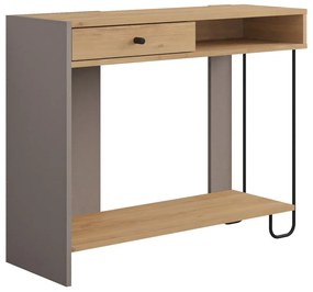 Konzolasztal tölgyfa dekoros asztallappal 35x100 cm Saturne – Marckeric