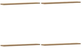 4 db kézműves tölgy színű szerelt fa fali polc 60 x 20 x 1,5 cm