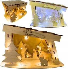 Karácsonyi Betlehem Fa Betlehem Istálló Mécsesekkel Álló Dísz 22CM