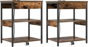 vidaXL Éjjeliszekrény 2 pcs Füstölt tölgy 41 x 31 x 51 cm Faanyag