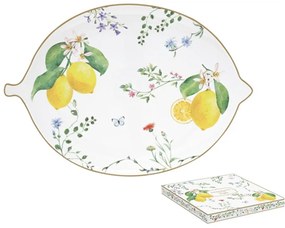 Citrom formájú porcelán tálca - 25x18cm - Fleurs et Citrons