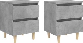 vidaXL 2 db betonszürke éjjeliszekrény tömör fenyő lábakkal 40x35x50cm