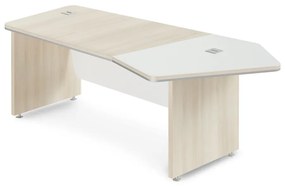 TopOffice Premium ergonomikus asztal 227,1 x 109,6 cm, jobb, világos akác / fehér