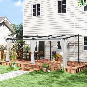 Outsunny Kerti Pergola 3 x 6 m Összecsukható Csúszó Pavilon Oldalfalakkal, Kerti Sátor, Magas Sűrűségű 180g/m² Poliészter, Napvédő Tető UPF30+, Terasz