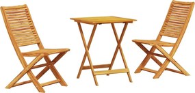 vidaXL Összecsukható Bistro Szett 3 pcs Barna Tömör Akácfa