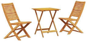 vidaXL Összecsukható Bistro Szett 3 pcs Barna Tömör Akácfa