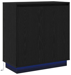 Oldalszekrény LED-fénnyel, Fekete Tölgy, 71x34,5x75 cm, Mérnöki Fa