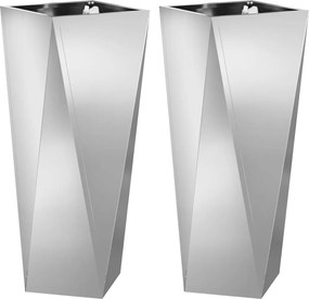 vidaXL Növénytartó 2 pcs Ezüst 30 x 30 x 75 cm Horganyzott acél