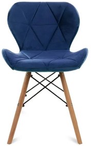 KÉSZLET 4x Étkezőszék TRIGO 74x48 cm sötét kék/bükkfa