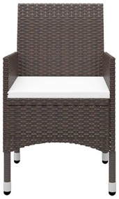 vidaXL 3 részes barna polyrattan és edzett üveg kerti étkezőszett