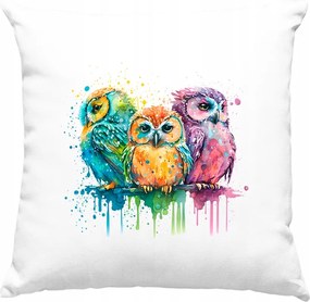 Bagoly párna Színes művészet 11 Fehér