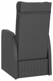 7 részes fekete polyrattan kültéri étkezőszett párnákkal