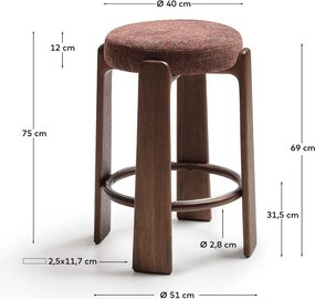 Barna-sötét natúr színű kőrisfa bárszék (ülésmagasság 75 cm) Granite – Kave Home